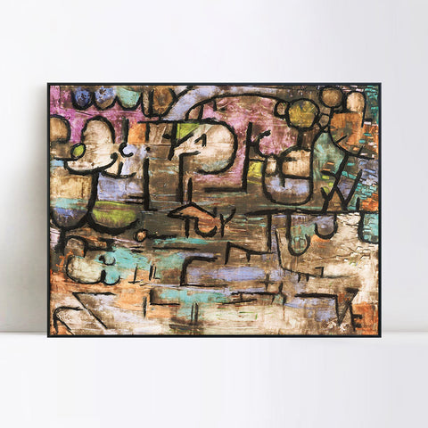 INVIN ART Framed Canvas Giclee Print After The Flood by Paul Klee Wall Art Living Room Home Office Decorations
