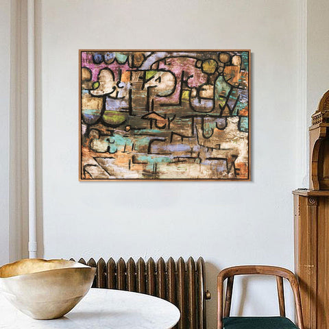 INVIN ART Framed Canvas Giclee Print After The Flood by Paul Klee Wall Art Living Room Home Office Decorations