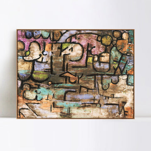 INVIN ART Framed Canvas Giclee Print After The Flood by Paul Klee Wall Art Living Room Home Office Decorations