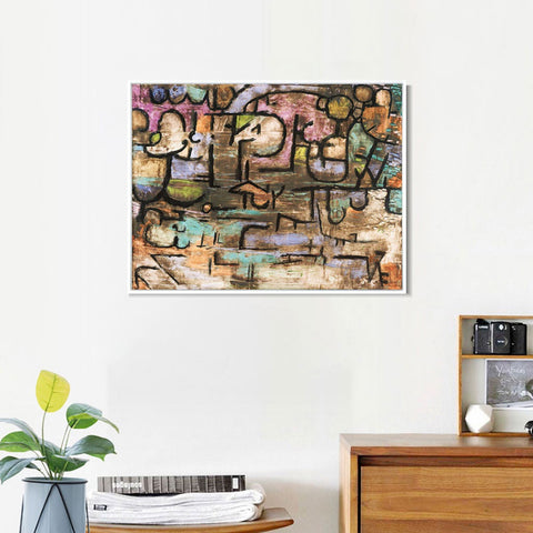 INVIN ART Framed Canvas Giclee Print After The Flood by Paul Klee Wall Art Living Room Home Office Decorations