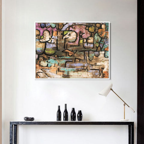 INVIN ART Framed Canvas Giclee Print After The Flood by Paul Klee Wall Art Living Room Home Office Decorations