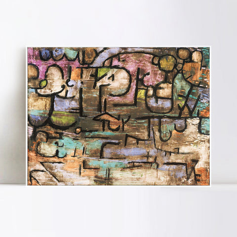INVIN ART Framed Canvas Giclee Print After The Flood by Paul Klee Wall Art Living Room Home Office Decorations