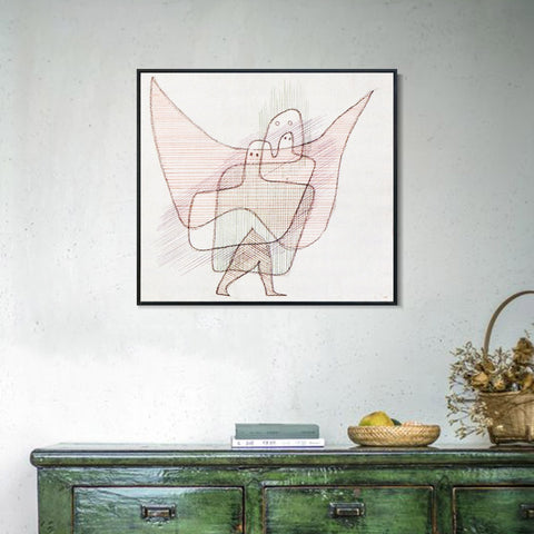 INVIN ART Framed Canvas Giclee Print Engelshut 1931 by Paul Klee Wall Art Living Room Home Office Decorations