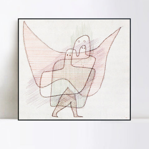 INVIN ART Framed Canvas Giclee Print Engelshut 1931 by Paul Klee Wall Art Living Room Home Office Decorations