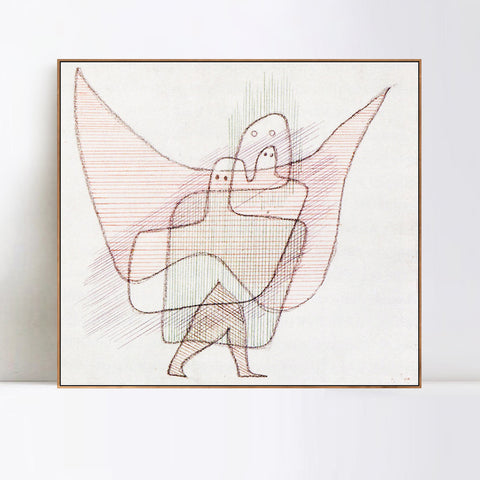 INVIN ART Framed Canvas Giclee Print Engelshut 1931 by Paul Klee Wall Art Living Room Home Office Decorations