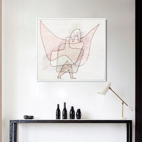 INVIN ART Framed Canvas Giclee Print Engelshut 1931 by Paul Klee Wall Art Living Room Home Office Decorations