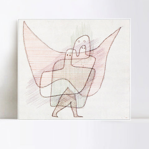 INVIN ART Framed Canvas Giclee Print Engelshut 1931 by Paul Klee Wall Art Living Room Home Office Decorations