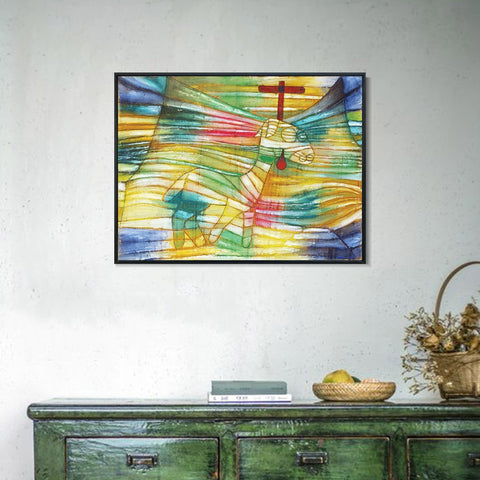 INVIN ART Framed Canvas Giclee Print The Lamb by Paul Klee Wall Art Living Room Home Office Decorations