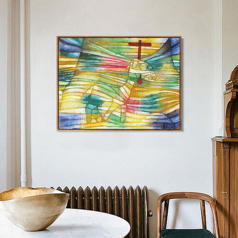 INVIN ART Framed Canvas Giclee Print The Lamb by Paul Klee Wall Art Living Room Home Office Decorations