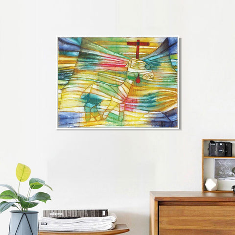 INVIN ART Framed Canvas Giclee Print The Lamb by Paul Klee Wall Art Living Room Home Office Decorations