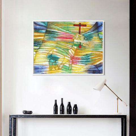 INVIN ART Framed Canvas Giclee Print The Lamb by Paul Klee Wall Art Living Room Home Office Decorations