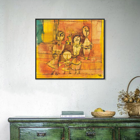 INVIN ART Framed Canvas Giclee Print 1879-1940 KINDER UND HUND(CHILDREN AND DOG) by Paul Klee Wall Art Living Room Home Office Decorations