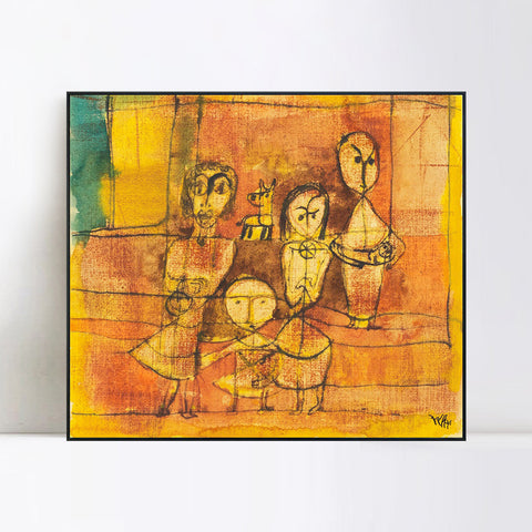 INVIN ART Framed Canvas Giclee Print 1879-1940 KINDER UND HUND(CHILDREN AND DOG) by Paul Klee Wall Art Living Room Home Office Decorations