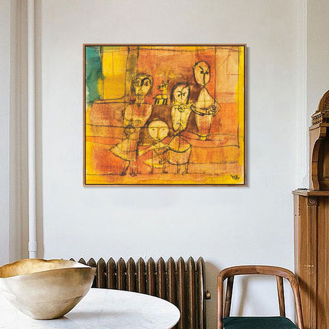 INVIN ART Framed Canvas Giclee Print 1879-1940 KINDER UND HUND(CHILDREN AND DOG) by Paul Klee Wall Art Living Room Home Office Decorations