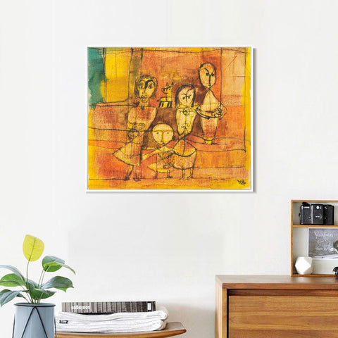 INVIN ART Framed Canvas Giclee Print 1879-1940 KINDER UND HUND(CHILDREN AND DOG) by Paul Klee Wall Art Living Room Home Office Decorations
