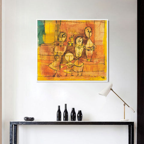 INVIN ART Framed Canvas Giclee Print 1879-1940 KINDER UND HUND(CHILDREN AND DOG) by Paul Klee Wall Art Living Room Home Office Decorations