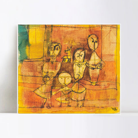 INVIN ART Framed Canvas Giclee Print 1879-1940 KINDER UND HUND(CHILDREN AND DOG) by Paul Klee Wall Art Living Room Home Office Decorations