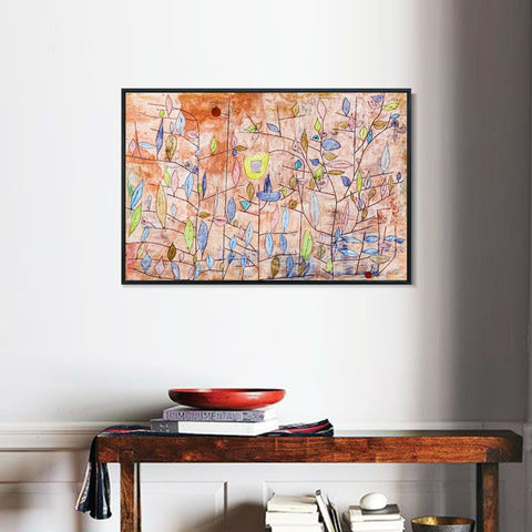 INVIN ART Framed Canvas Giclee Print Sparlich Belaubt 1934 T13 by Paul Klee Wall Art Living Room Home Office Decorations