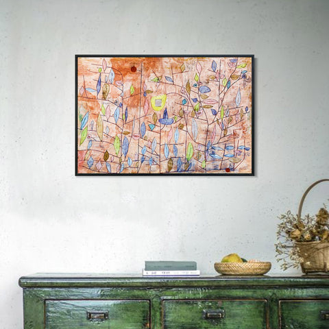 INVIN ART Framed Canvas Giclee Print Sparlich Belaubt 1934 T13 by Paul Klee Wall Art Living Room Home Office Decorations