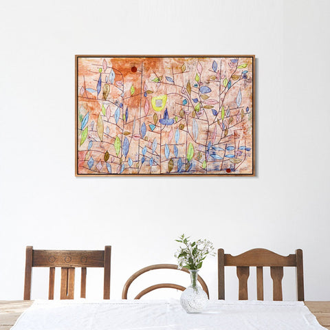 INVIN ART Framed Canvas Giclee Print Sparlich Belaubt 1934 T13 by Paul Klee Wall Art Living Room Home Office Decorations