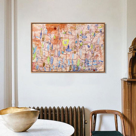 INVIN ART Framed Canvas Giclee Print Sparlich Belaubt 1934 T13 by Paul Klee Wall Art Living Room Home Office Decorations