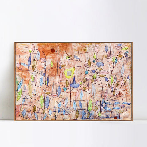 INVIN ART Framed Canvas Giclee Print Sparlich Belaubt 1934 T13 by Paul Klee Wall Art Living Room Home Office Decorations