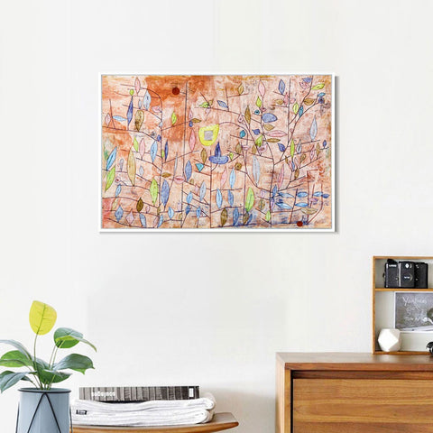 INVIN ART Framed Canvas Giclee Print Sparlich Belaubt 1934 T13 by Paul Klee Wall Art Living Room Home Office Decorations