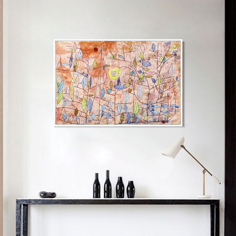 INVIN ART Framed Canvas Giclee Print Sparlich Belaubt 1934 T13 by Paul Klee Wall Art Living Room Home Office Decorations