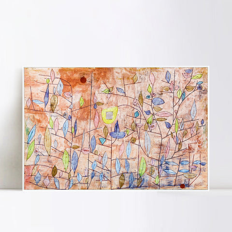 INVIN ART Framed Canvas Giclee Print Sparlich Belaubt 1934 T13 by Paul Klee Wall Art Living Room Home Office Decorations