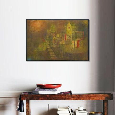 INVIN ART Framed Canvas Giclee Print Small Village in the Autumn Sun 1925 by Paul Klee Wall Art Living Room Home Office Decorations