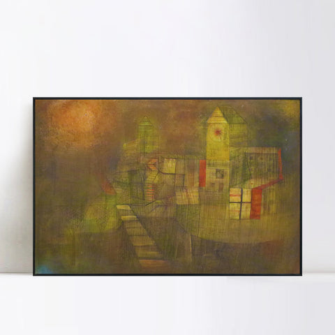 INVIN ART Framed Canvas Giclee Print Small Village in the Autumn Sun 1925 by Paul Klee Wall Art Living Room Home Office Decorations