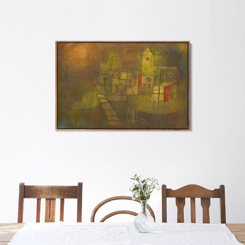 INVIN ART Framed Canvas Giclee Print Small Village in the Autumn Sun 1925 by Paul Klee Wall Art Living Room Home Office Decorations