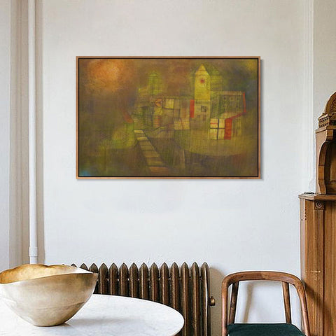 INVIN ART Framed Canvas Giclee Print Small Village in the Autumn Sun 1925 by Paul Klee Wall Art Living Room Home Office Decorations