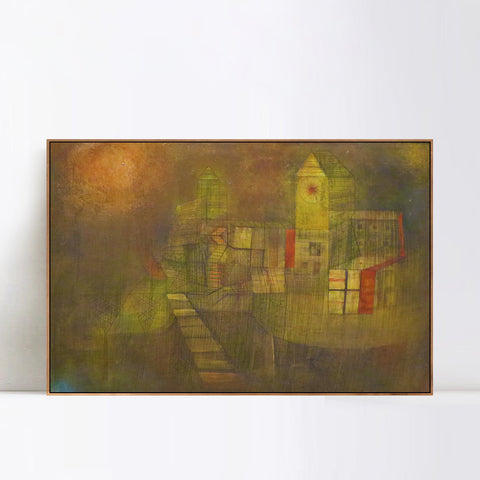 INVIN ART Framed Canvas Giclee Print Small Village in the Autumn Sun 1925 by Paul Klee Wall Art Living Room Home Office Decorations