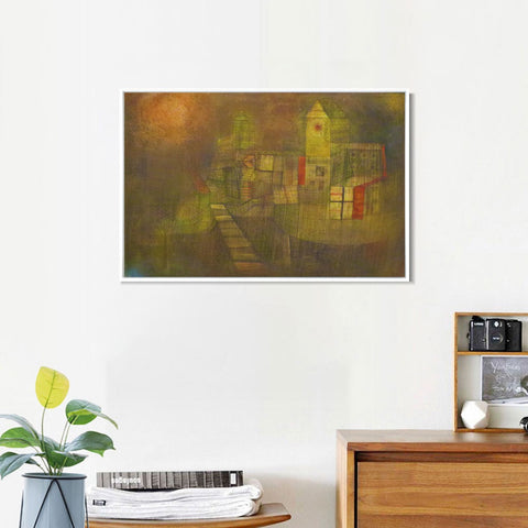 INVIN ART Framed Canvas Giclee Print Small Village in the Autumn Sun 1925 by Paul Klee Wall Art Living Room Home Office Decorations