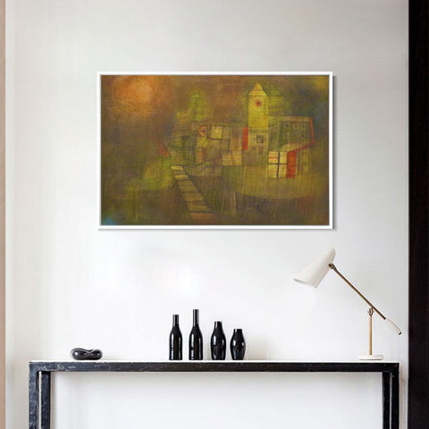 INVIN ART Framed Canvas Giclee Print Small Village in the Autumn Sun 1925 by Paul Klee Wall Art Living Room Home Office Decorations