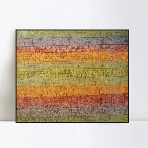 INVIN ART Framed Canvas Giclee Print Tree Nursery#2;1929 by Paul Klee Wall Art Living Room Home Office Decorations