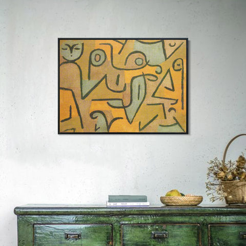 INVIN ART Framed Canvas Giclee Print Young Moe;1938 by Paul Klee Wall Art Living Room Home Office Decorations
