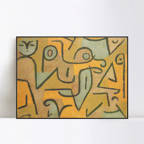 INVIN ART Framed Canvas Giclee Print Young Moe;1938 by Paul Klee Wall Art Living Room Home Office Decorations