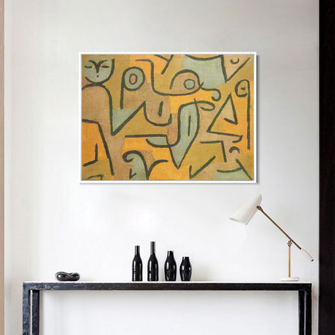 INVIN ART Framed Canvas Giclee Print Young Moe;1938 by Paul Klee Wall Art Living Room Home Office Decorations