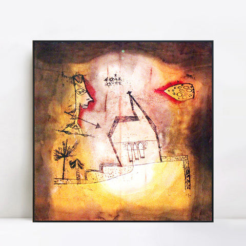 INVIN ART Framed Canvas Giclee Print 1924 bebende Kapelle anagoria by Paul Klee Wall Art Living Room Home Office Decorations