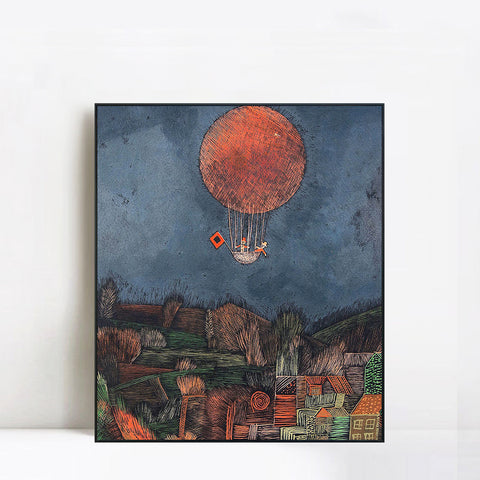 INVIN ART Framed Canvas Giclee Print Der Luftballon;1926 by Paul Klee Wall Art Living Room Home Office Decorations