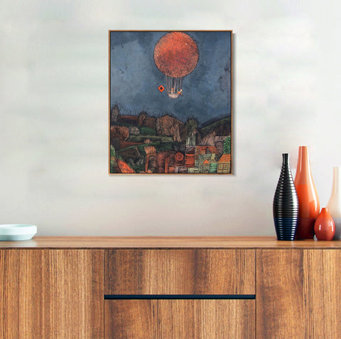 INVIN ART Framed Canvas Giclee Print Der Luftballon;1926 by Paul Klee Wall Art Living Room Home Office Decorations