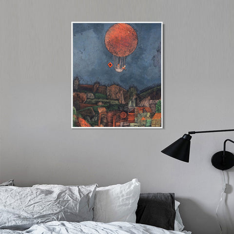 INVIN ART Framed Canvas Giclee Print Der Luftballon;1926 by Paul Klee Wall Art Living Room Home Office Decorations