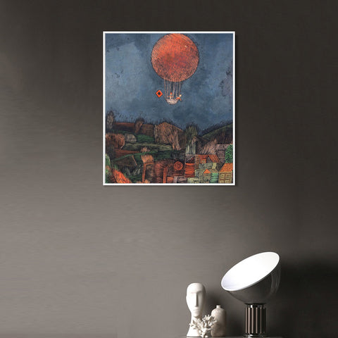 INVIN ART Framed Canvas Giclee Print Der Luftballon;1926 by Paul Klee Wall Art Living Room Home Office Decorations
