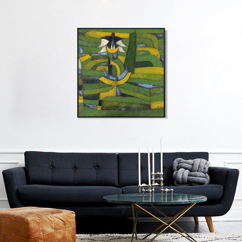 INVIN ART Framed Canvas Giclee Print White Blossom in the Garden by Paul Klee Wall Art Living Room Home Office Decorations