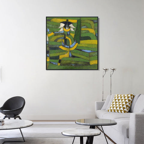 INVIN ART Framed Canvas Giclee Print White Blossom in the Garden by Paul Klee Wall Art Living Room Home Office Decorations