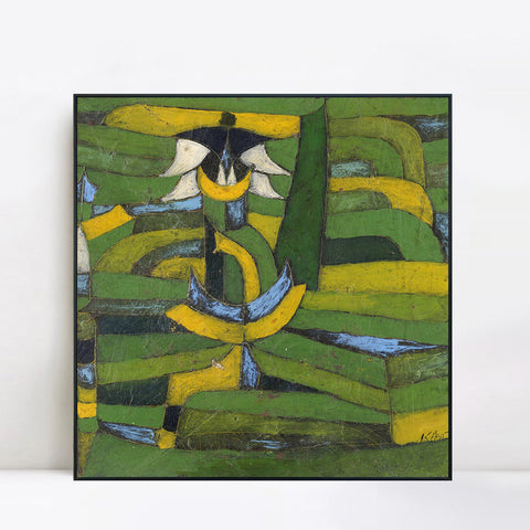 INVIN ART Framed Canvas Giclee Print White Blossom in the Garden by Paul Klee Wall Art Living Room Home Office Decorations