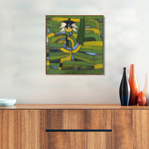 INVIN ART Framed Canvas Giclee Print White Blossom in the Garden by Paul Klee Wall Art Living Room Home Office Decorations