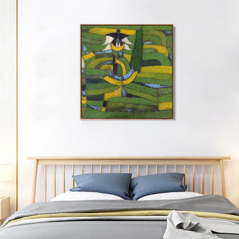 INVIN ART Framed Canvas Giclee Print White Blossom in the Garden by Paul Klee Wall Art Living Room Home Office Decorations